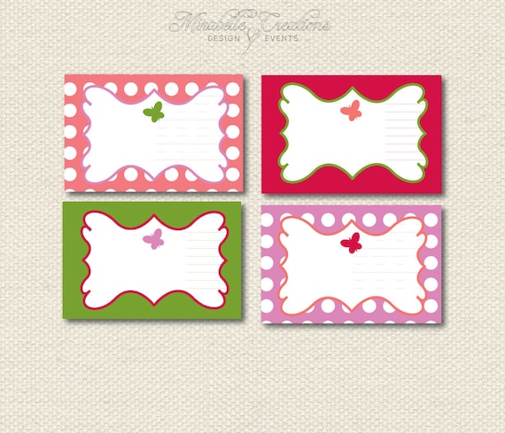 Printable Placecards / Fancy Labels -- Butterfly Collection -- Mirabelle Creations Il_570xn