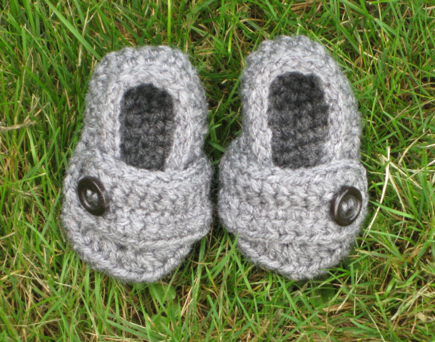 Loafer Booties with Button - Gray - Baby Boy - Any Color/Size - Shoes Slippers - Newborn Shower Gift - Knit Crochet