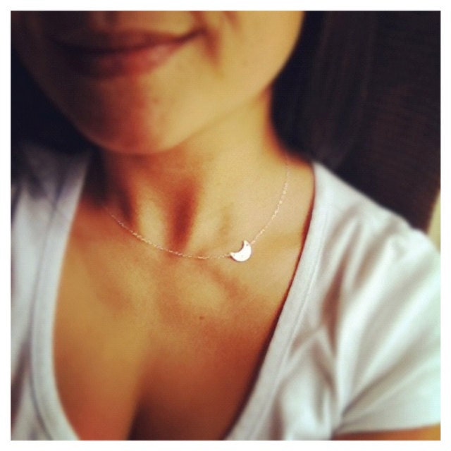 Crescent Moon Initial Necklace  - Sideways Moon Necklace  - All Sterling Silver - Everyday Jewelry