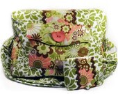 Large Box Bag Retro Green Pink Brown Flowers