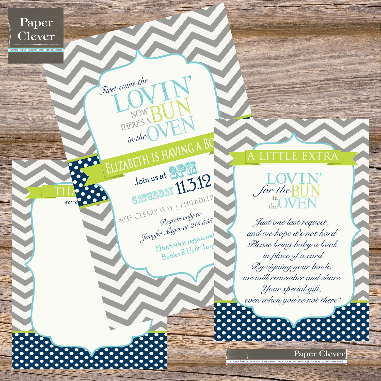 Bun in the oven Baby Shower Invitation party pack - printable, digital file Il_570xn