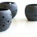 Tea Light Candle Holder in Black Stoneware- ONE candle holder, OOAK, organic pottery by RossLab