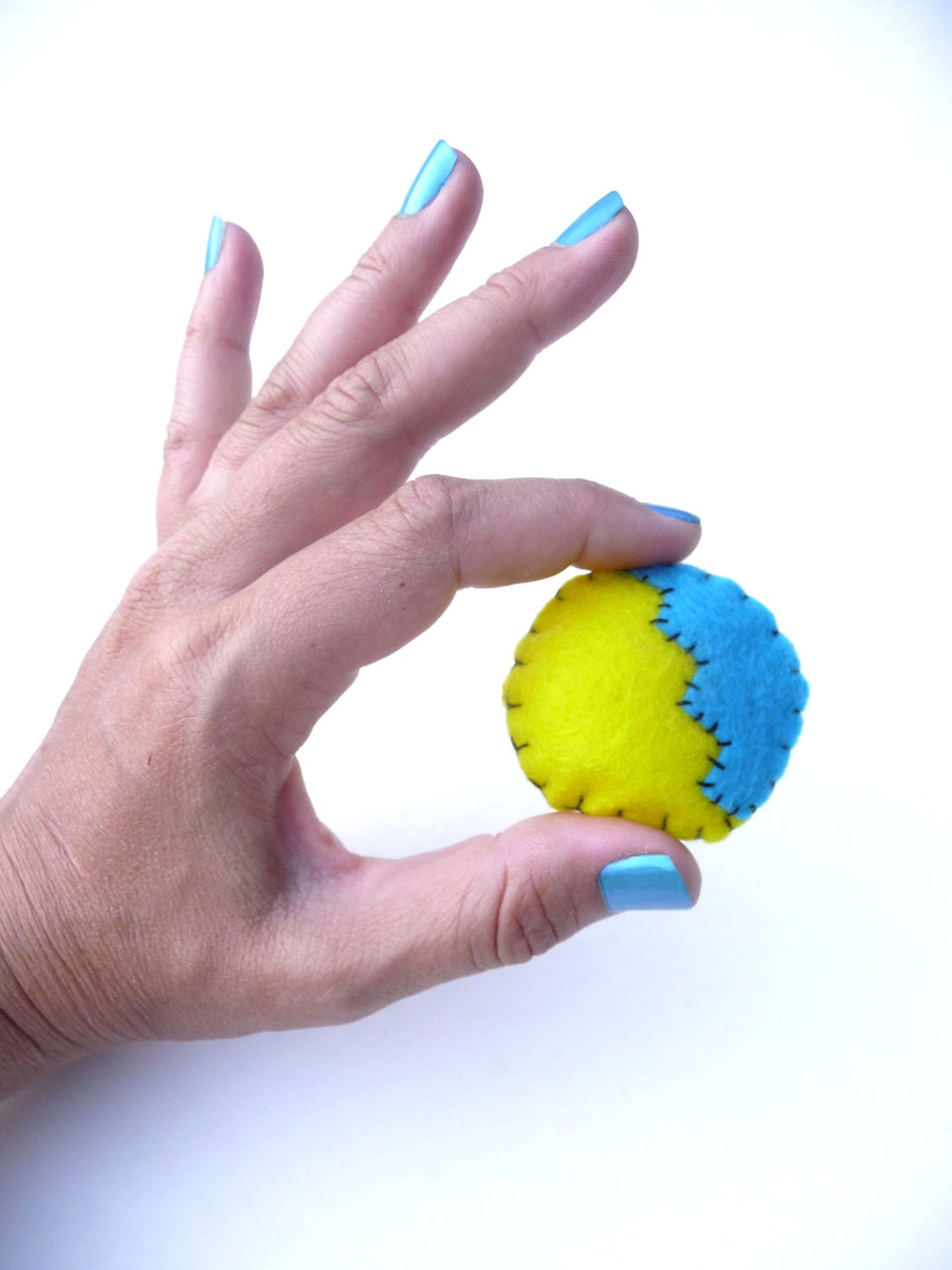SALE Neon geometric yellow blue pin brooch made from felt