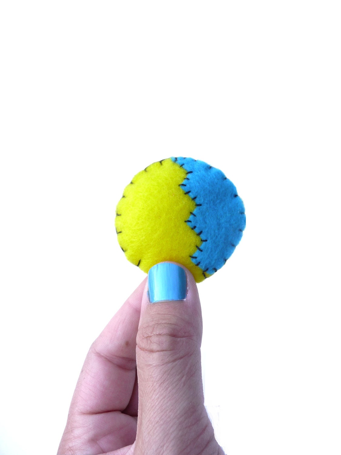 SALE Neon geometric yellow blue pin brooch made from felt