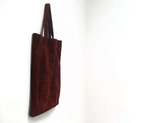 Bordeaux Leather Suede Tote Bag-OOAK