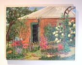 COTTAGE GARDEN PAINTING - Original Acrylic Painting on Stretched Canvas with Gallery Wrapped Sides - 14" x 18" (35.5 cm  x  45.8 cm)