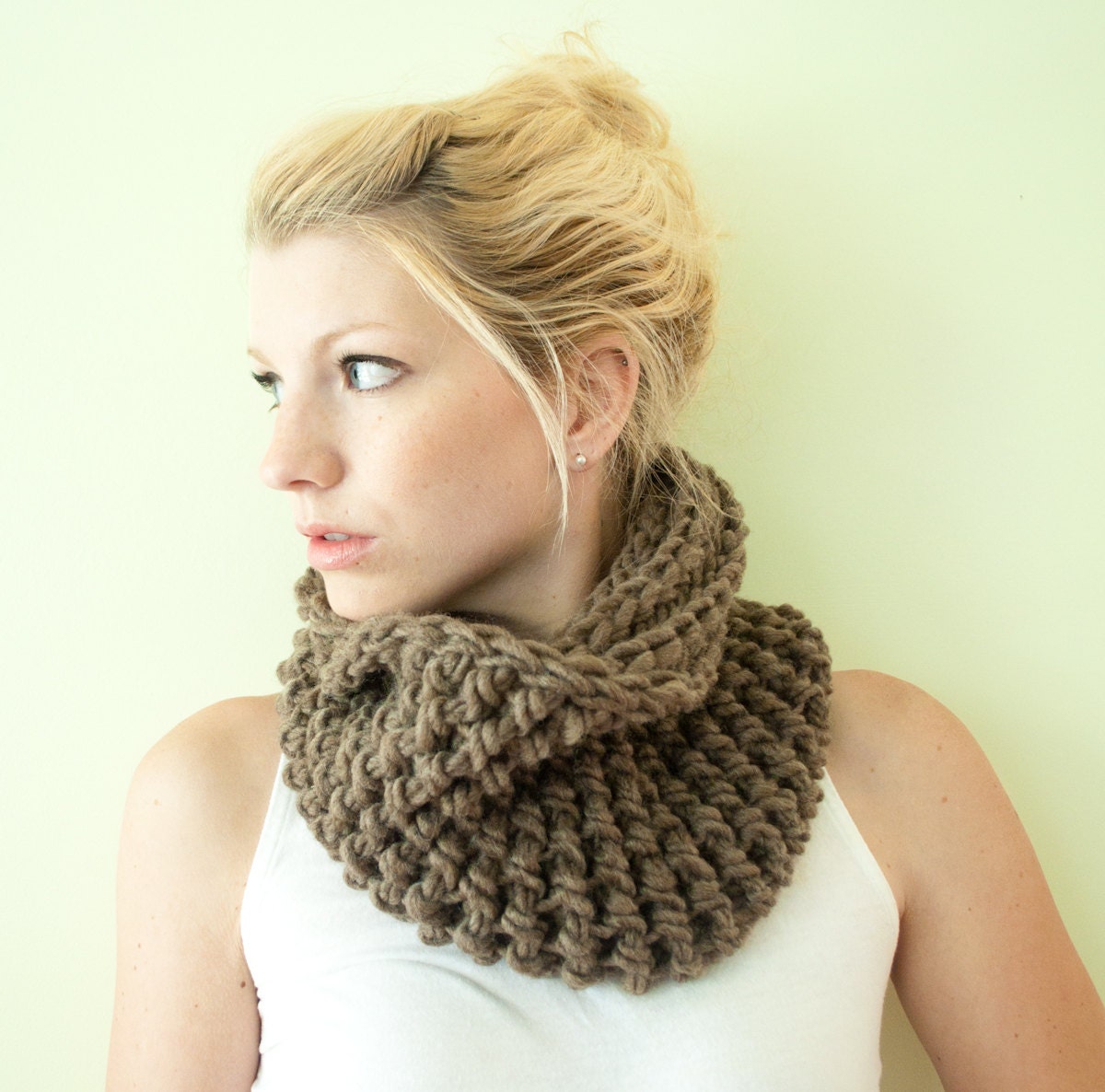 The Chunky Cowl Neckwarmer  Scarf - mocha bark  - Wool Blend