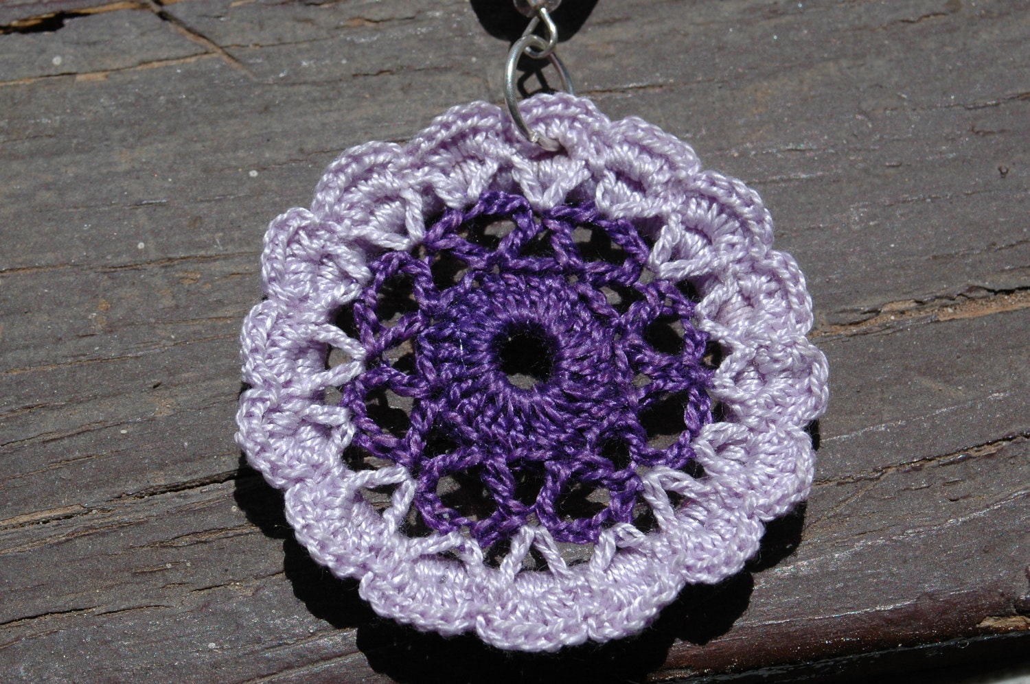 Crocheted Round Violet Earrings - Crochet earring jewelry - Violet earrings - Round earrings - Fashion crochet