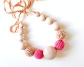 Nursing Necklace/Teething Necklace-Beige Pink