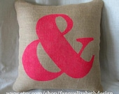Lg. Burlap Ampersand Pillow FREE SHIPPING 16"x16"- Decorative Pillow- Burlap Pillow- Wedding Gift- Accent Pillow- Letter Pillow