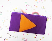 back to school Neon zipper pouch 4"X8"  geometry  pencil case in purple and apricot