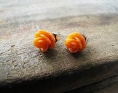Orange Rose Earrings Surgical Steel