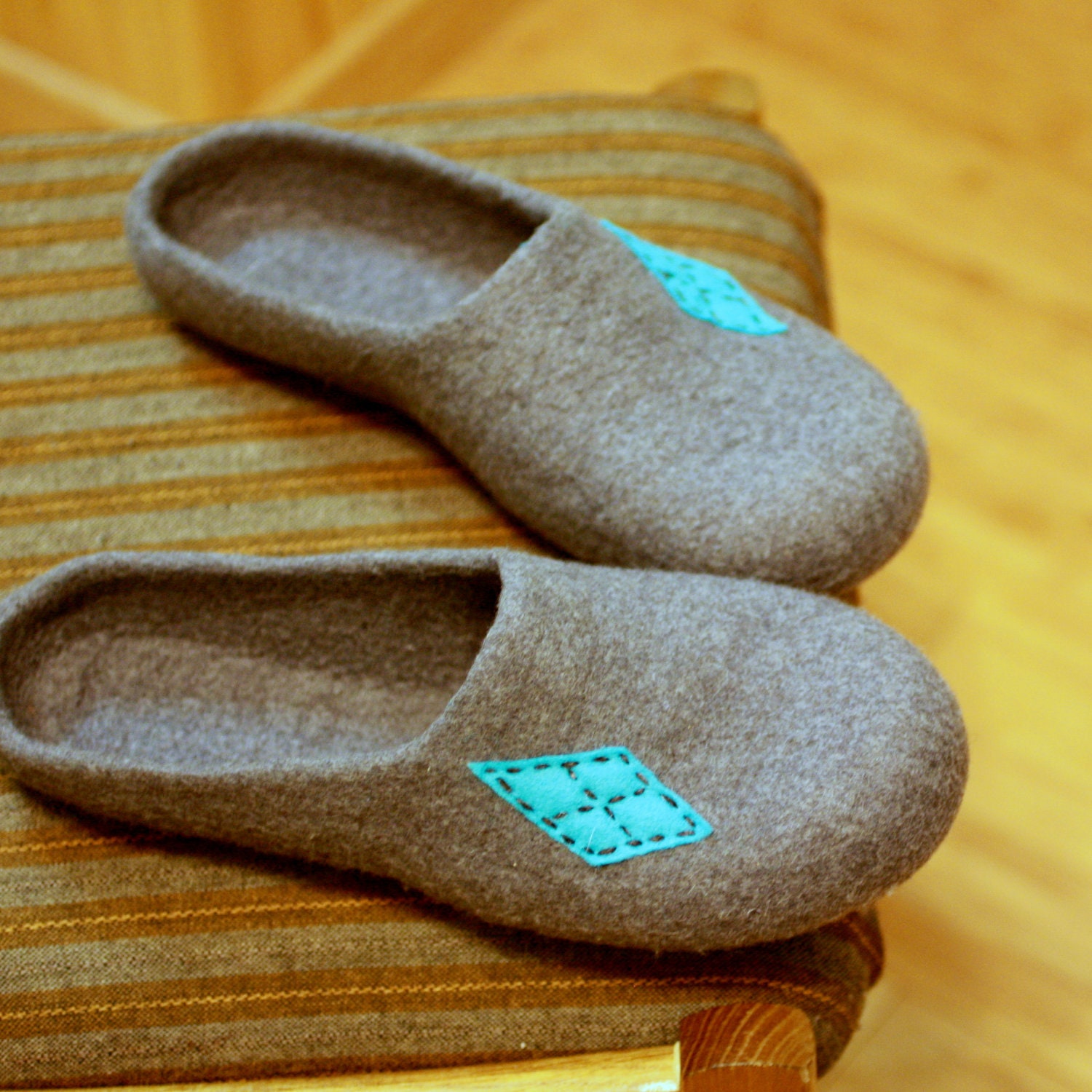 Men felted wool slippers - grey house shoes - Fathers day gift