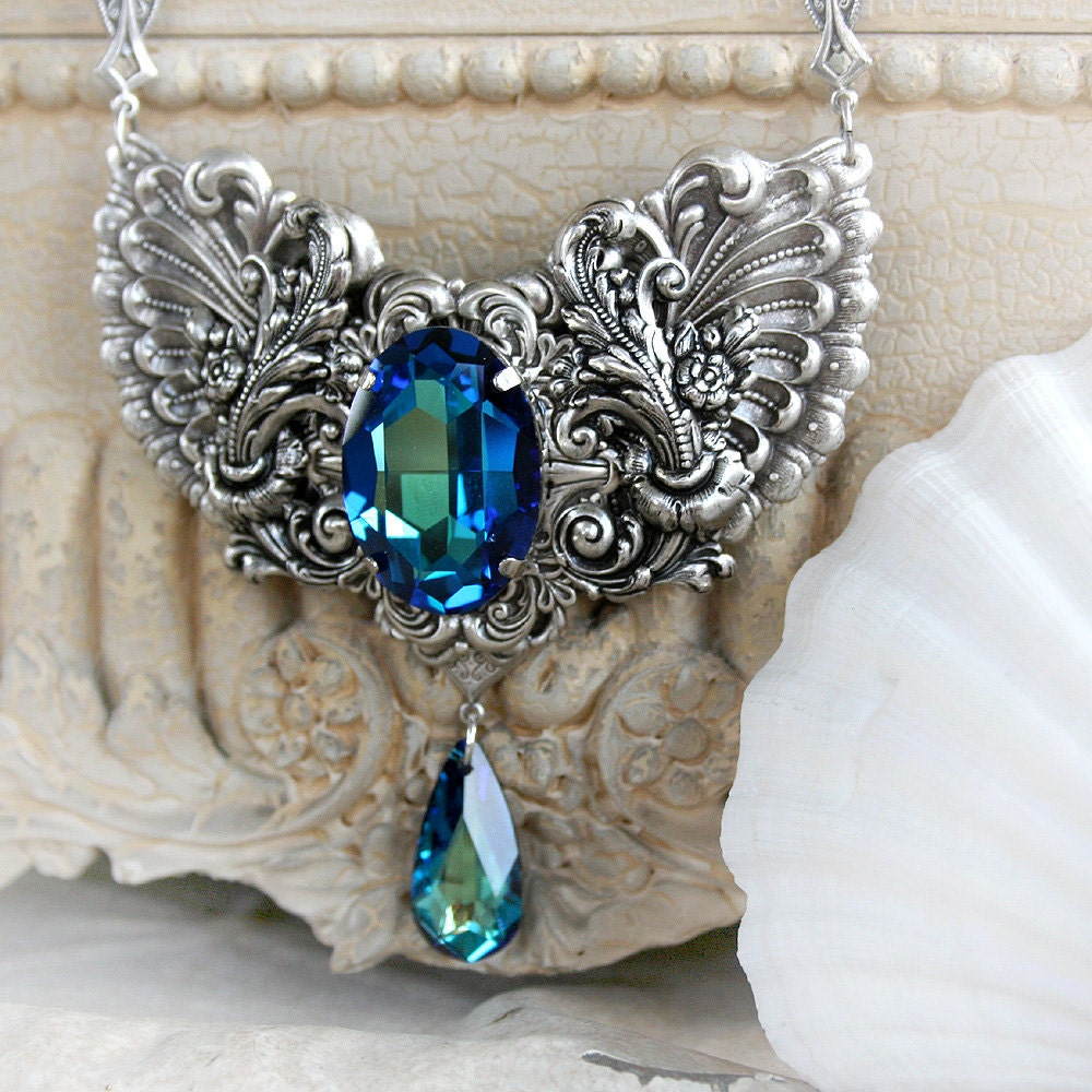 THE OCEAN'S SECRET Victorian fantasy necklace, bridal necklace, steampunk necklace, gift boxed