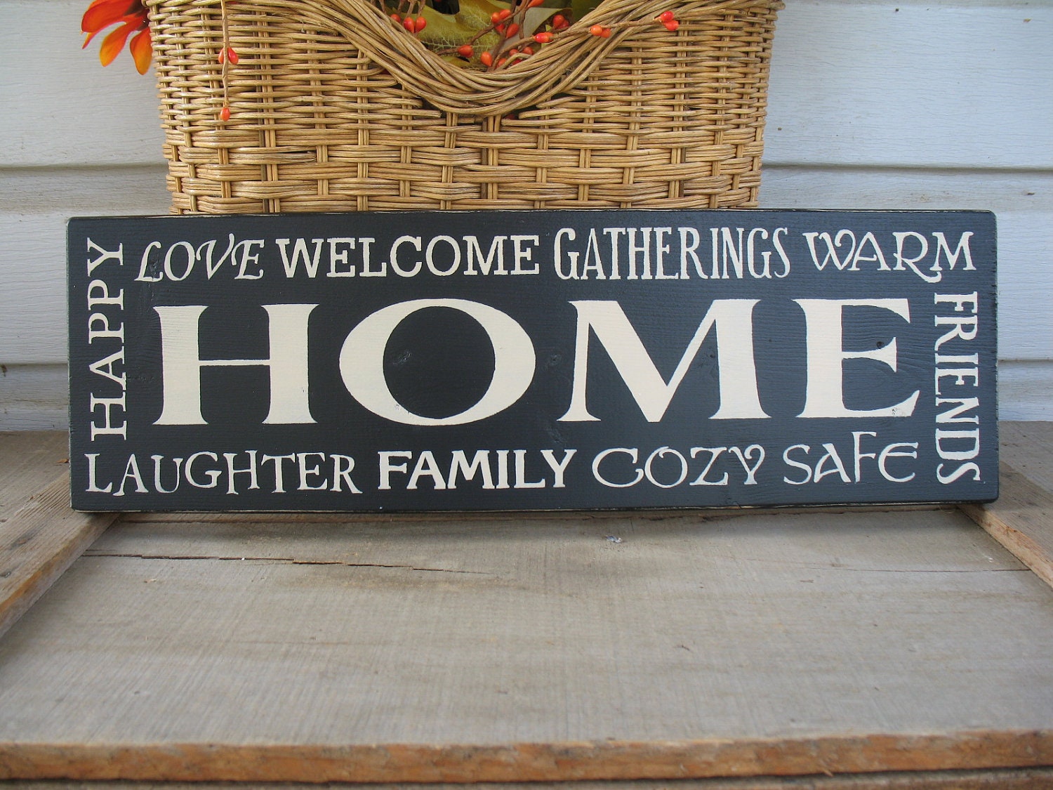HOME -- Painted Wooden Sign