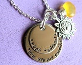 You are my sunshine-Hand stamped necklace