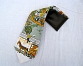 1970s Polyester Vintage Scene Necktie - Vivid Mod Tie