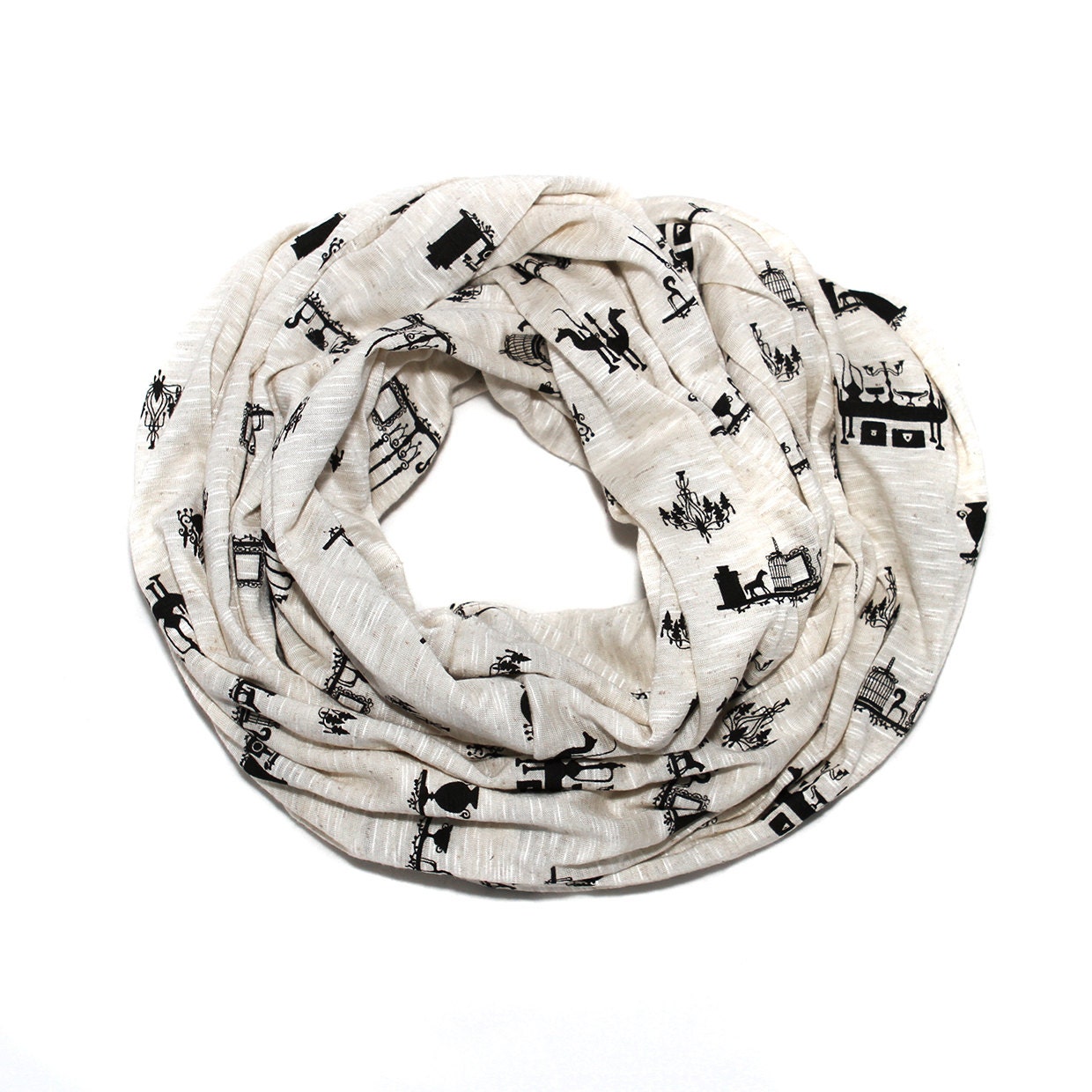Shabby Cottage Circle Scarf - Jersey Knit Infinity - SALE
