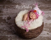 Sleepy owl Baby Hat Pink / Light Pink