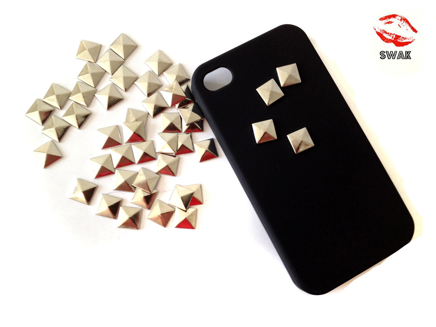 DIY STUDDED iPhone case comes with case and 35 flat back hot fix studs, ships from america next day