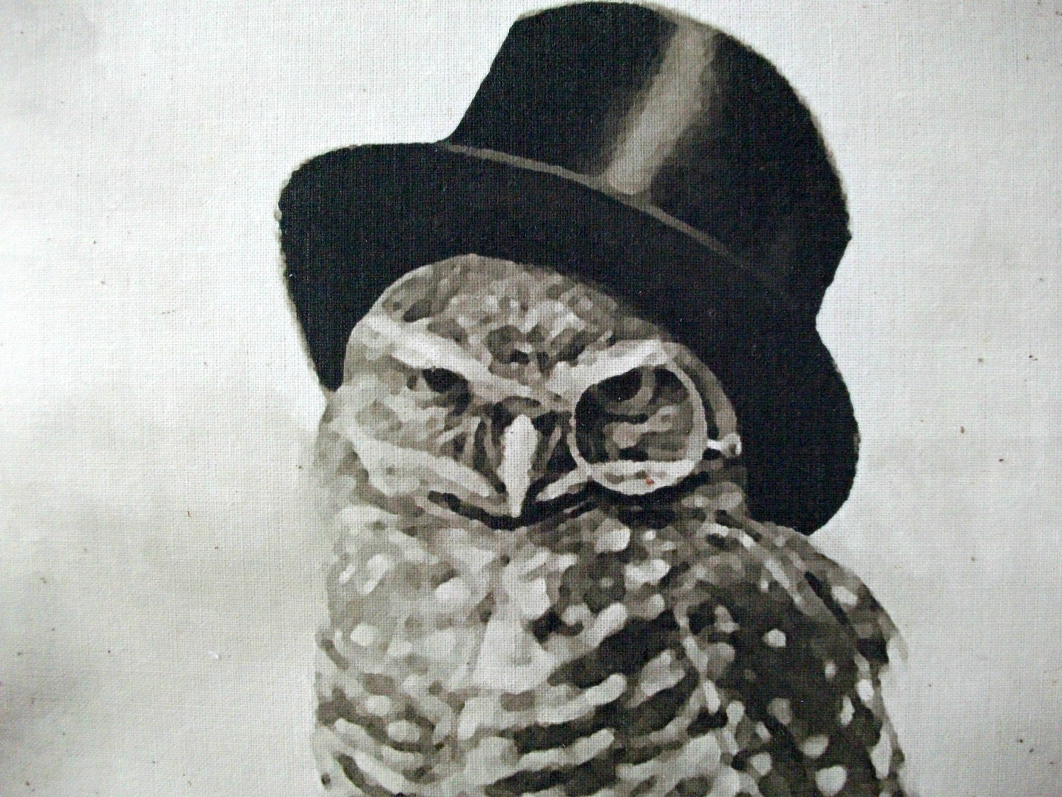 Mini Printed Fabric Vintage Style School Chart with Wood Trim - Top Hat Owl (9" x 12")