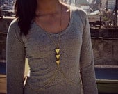 geometric body chain, chevron necklace, triangle necklace, unique necklace, statement necklace