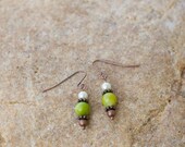 Copper and Green Earrings