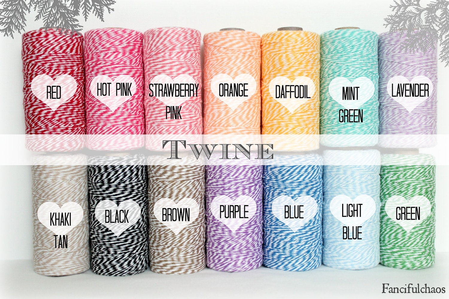 Bakers Twine Spool (4 ply) 240 Yards - Red Orange Yellow Green Blue Purple Pink Brown Black Mint Green