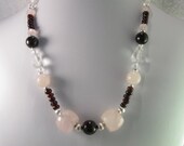 Sale, Rose Quartz, Crystal Quartz, Garnets, Necklace, Handmade Handcrafted Beaded Jewelry, Genuine Natural Gemstones, NaturesJewelsbyVina