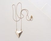 Geometric triangle necklace, minimal jewelry, matt gold pyramid