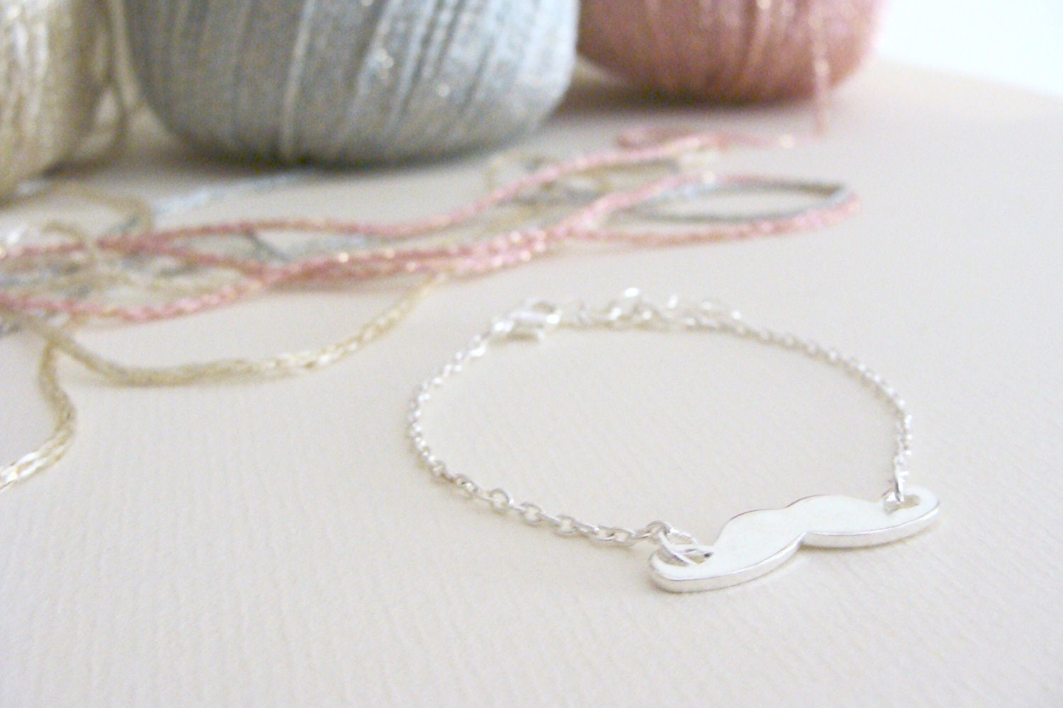 Mustache bracelet. Moustache jewelry. Silver mustache bracelet. Movember
