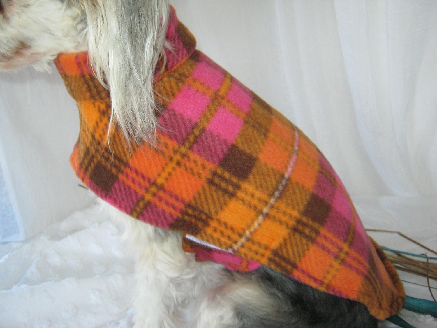 Sweater in Pink and Orange Plaid Sz Sm XLong