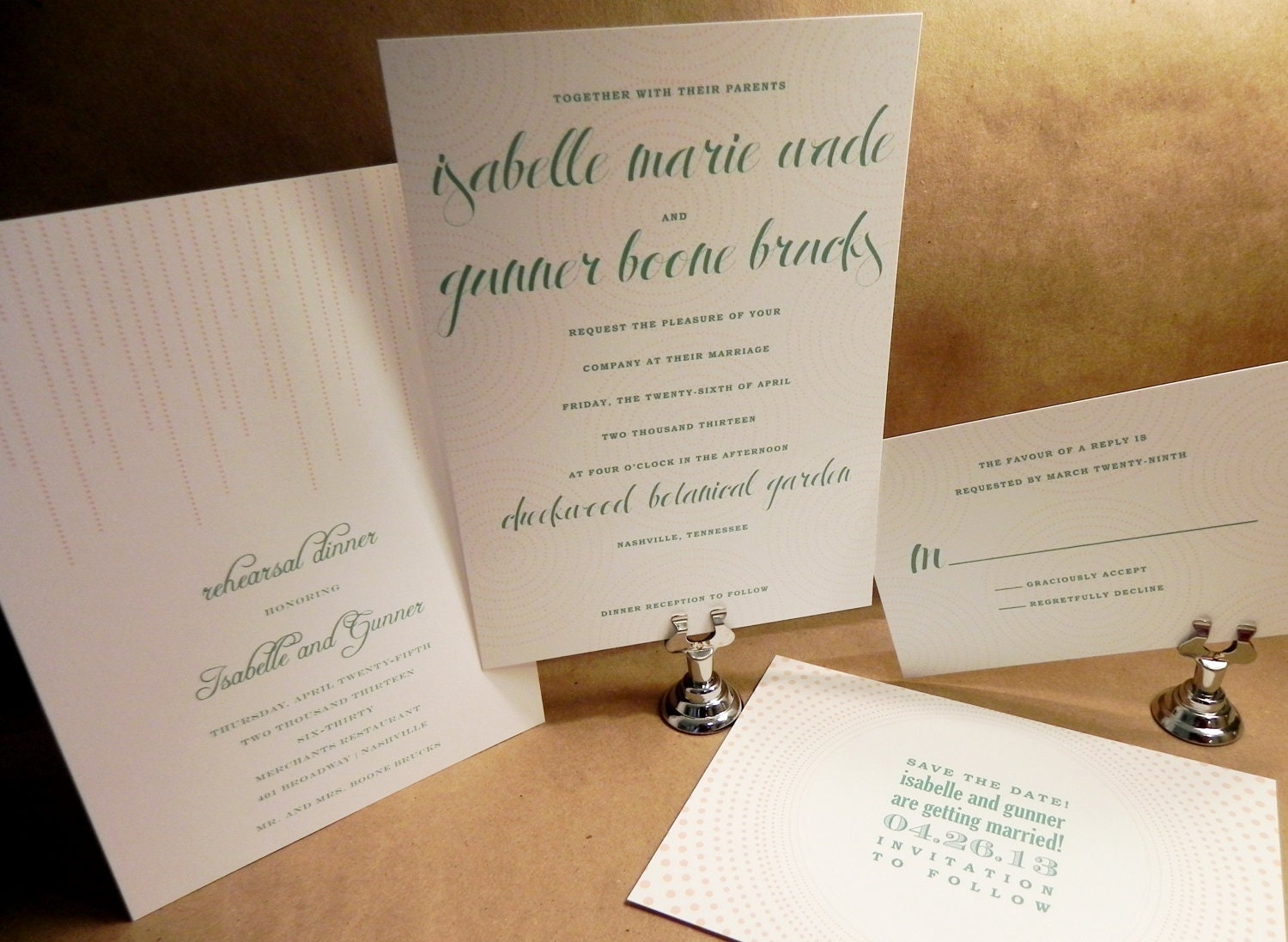 Dot and Pretty / Fun / Simple / Teal and Peach / Rehearsal Dinner / Wedding / Party / Custom Printed Darby Cards Invitation