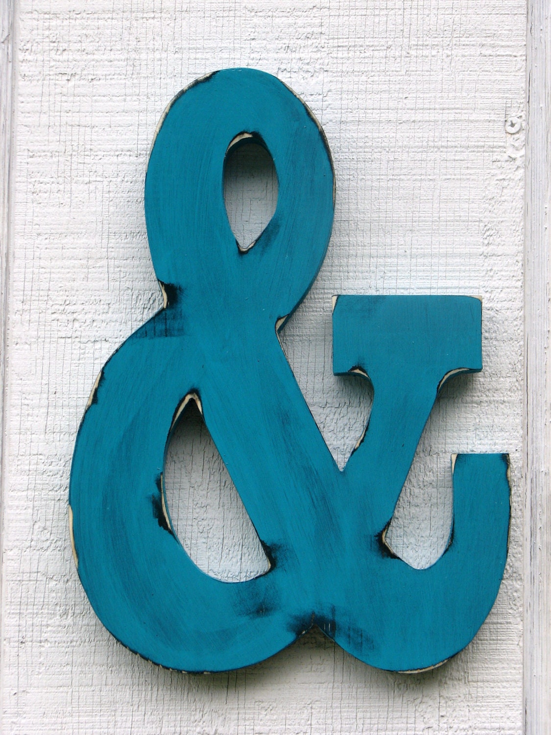 Rustic Wooden Ampersand Distressed Painted Island Green,12" tall Wood Name Letters, Custom Wedding Gift