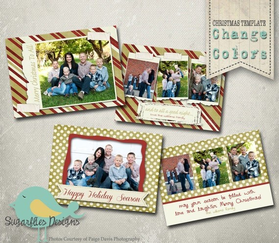 Holiday Christmas Card Templates - 4 PSD Christmas Wreath