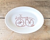 Old Fashioned Bicycle Mini Platter, Victorian Velocipede Oval Plate, Small NeoVictorian Plate, Ready To Ship