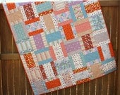 Fall Serenade Lap Quilt Orange Blue Purple Brown White Blanket