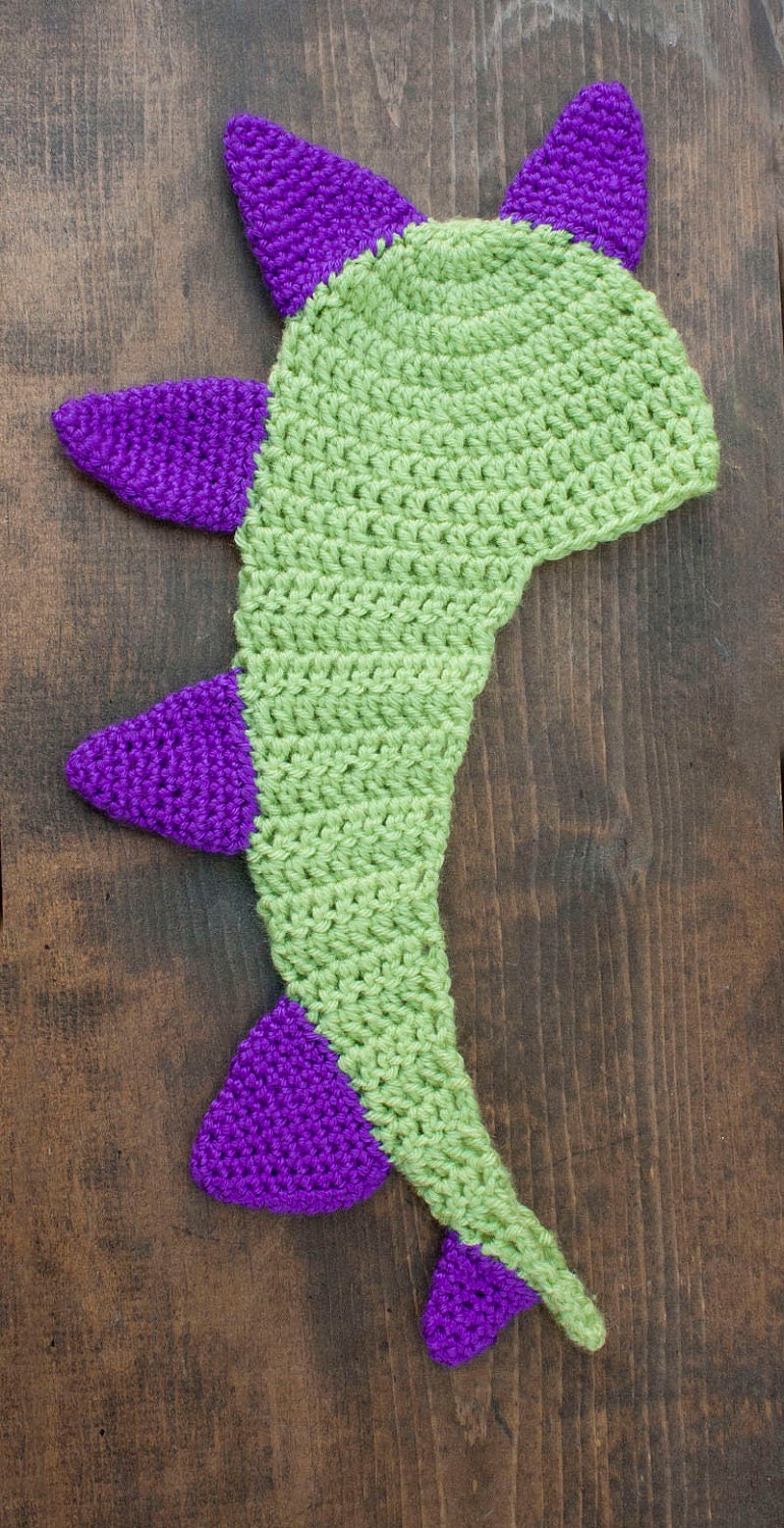 Newborn Dinosaur Blue and Green Spikes Tail Crochet Hat 0-12 Months