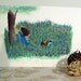 Original watercolor painting, girl and dog in meadow, unframed art, 9x12