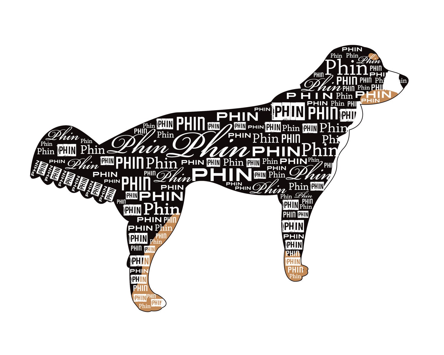 Your Dog Silhouette with Name - Custom 8 x 10 Canvas