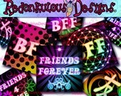 Digital Collage Sheet - 1 INCH SQUARES - Best Friends Forever