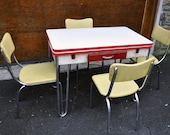 Lloyd Chrome Plated and Enamel Retro Diner Kitchen Dinette Set Heywood-Wakefield