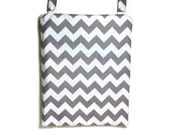 Eco friendly grey white chevron wet bag hanging  nursery wetbag kitchen