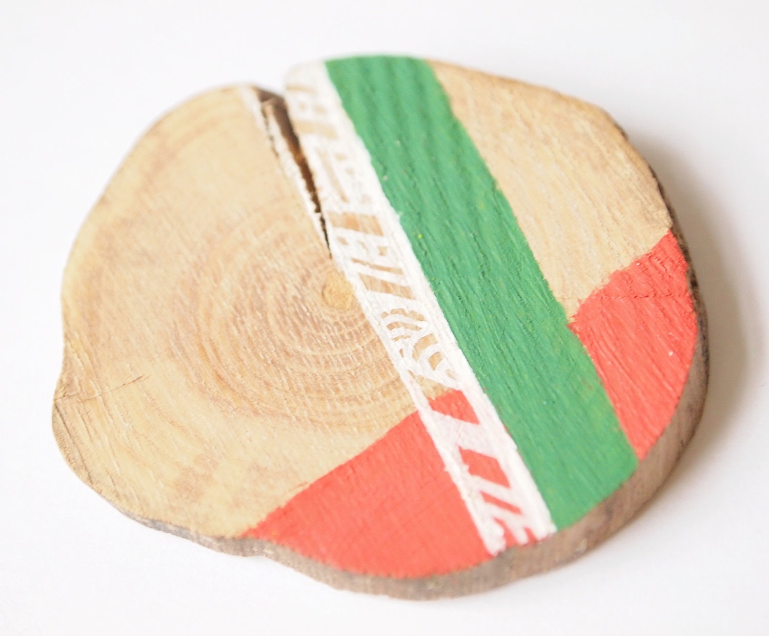 Coral and Green Brooch - Painted Branch