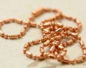12ft Solid Copper Ball Bar Chain 2.4mm with 10 End Connectors, Made in USA, Makes Lot of 8x18" or 9x16" Necklaces, Genuine Copper