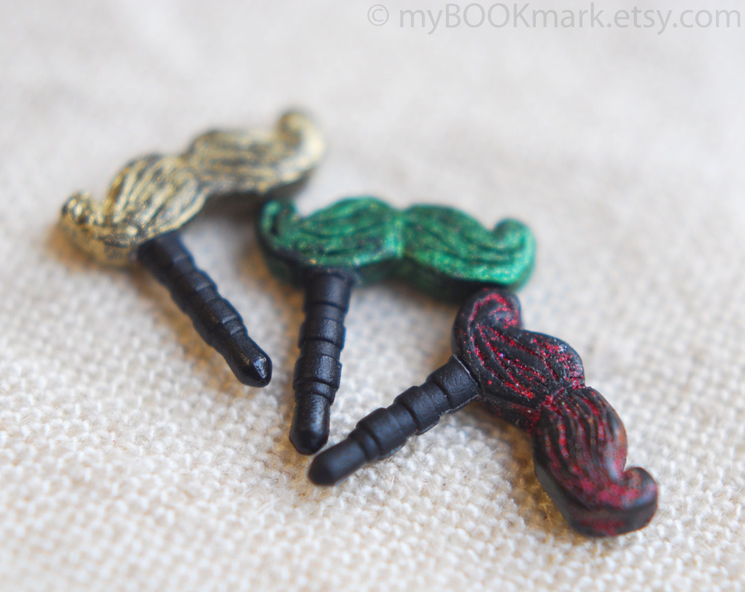 Mustache phone accessory. Set of 3. Movember dustplugs for earphone jack. iPhone 5 4 4s, iPad, Christmas galaxy s2 s3, 3.5mm output. for all