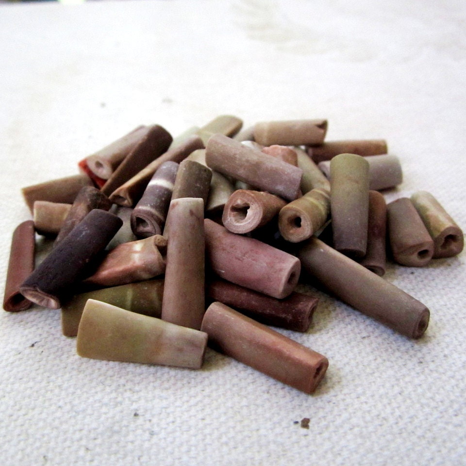 Bone Tube Shell Beads -- 15 - 22 mm, 42 bone beads