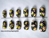 Yellow and Pink Mini Floral Nail Art