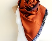Terracota & Brown Scarf  Natural Linen Cotton Wrap,Shawl,Neckwarmer,Light Scarf,Wrap , Fall Fashion Accessory - ScarfLovers