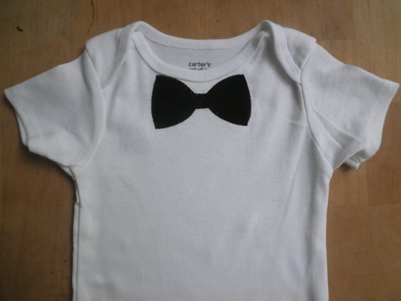 Bow Tie Applique on White Bodysuit